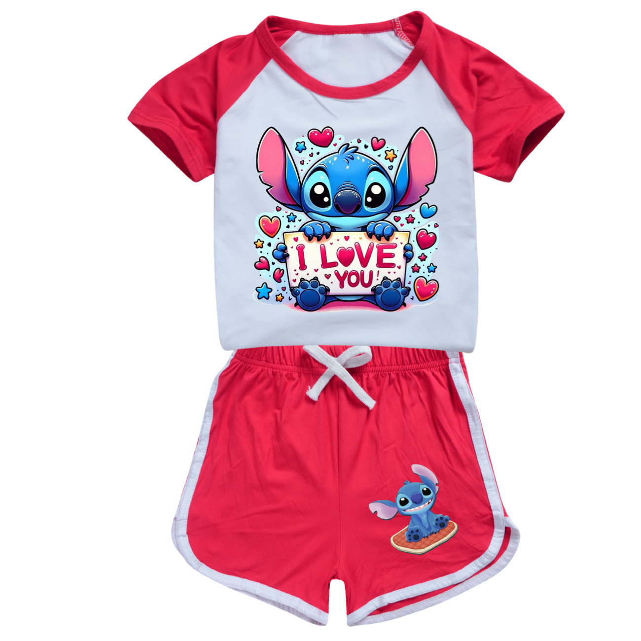Stitch 100-170 Kids Summer Short Sleeve and Shorts Sports Set 3662 -Mayoulove
