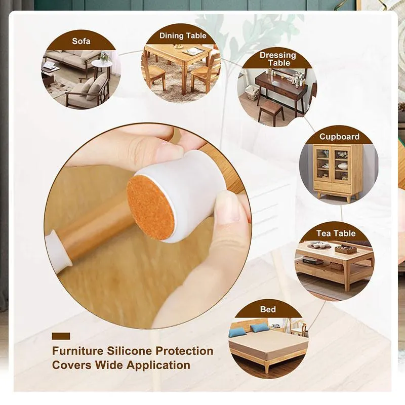 Felt Pads-Furniture silicone Protection Cover - Silicon Chair Leg Caps