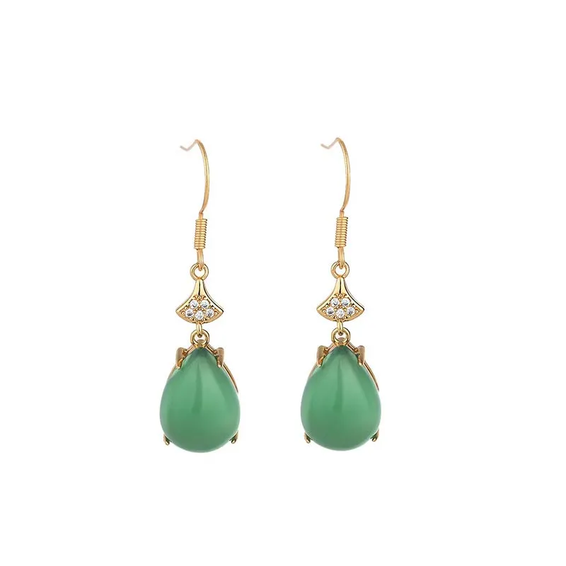 Cyan Jade Luck Drop Earrings