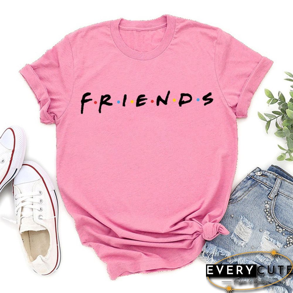 Women's Fashion Printed Friends Print T-shirts Summer Casual Loose Round Neck Creative Personalized T-shirts