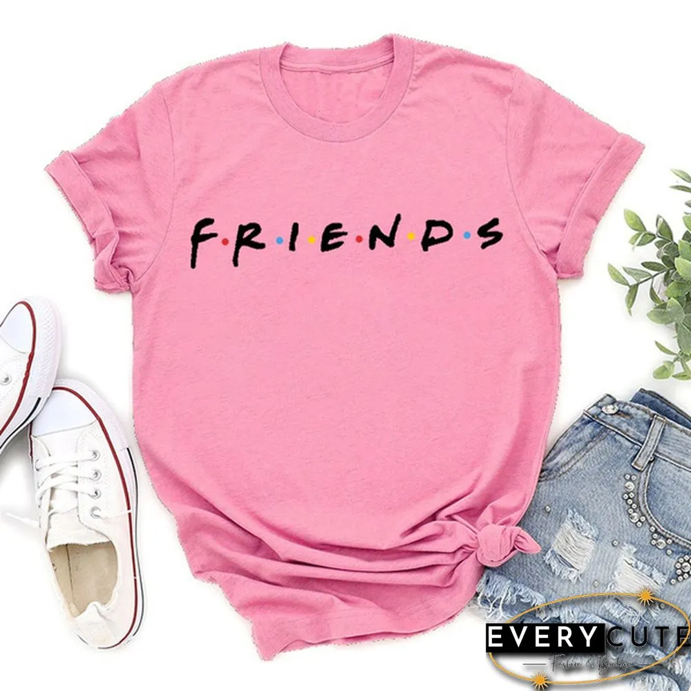 Women's Fashion Printed Friends Print T-shirts Summer Casual Loose Round Neck Creative Personalized T-shirts