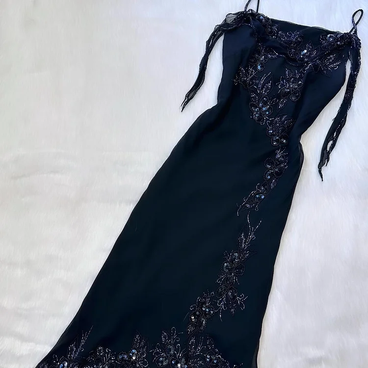 Black beautiful exquisite beaded short/midlength chiffon formal homecoming dress