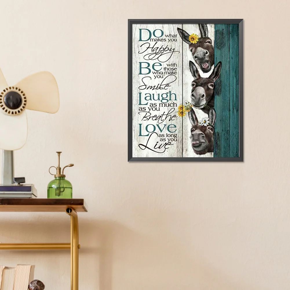 Diamond Painting - Full Round Drill - Donkey Phrase(Canvas|40*50cm)