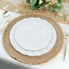 10 Pack | 9" White Hard Plastic Dinner Plates with Gold Ruffled Rim, Heavy Duty Disposable Dinnerware