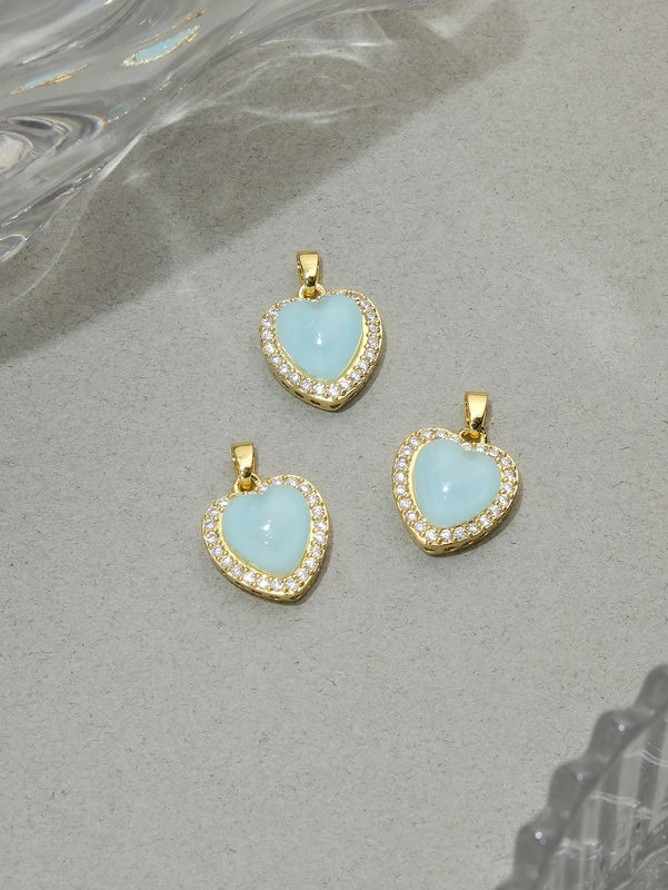 1 PCS/Package Synthetic Resin Copper Resin Zircon 18K Gold Plated Heart Shape Jewelry Accessories Pendant