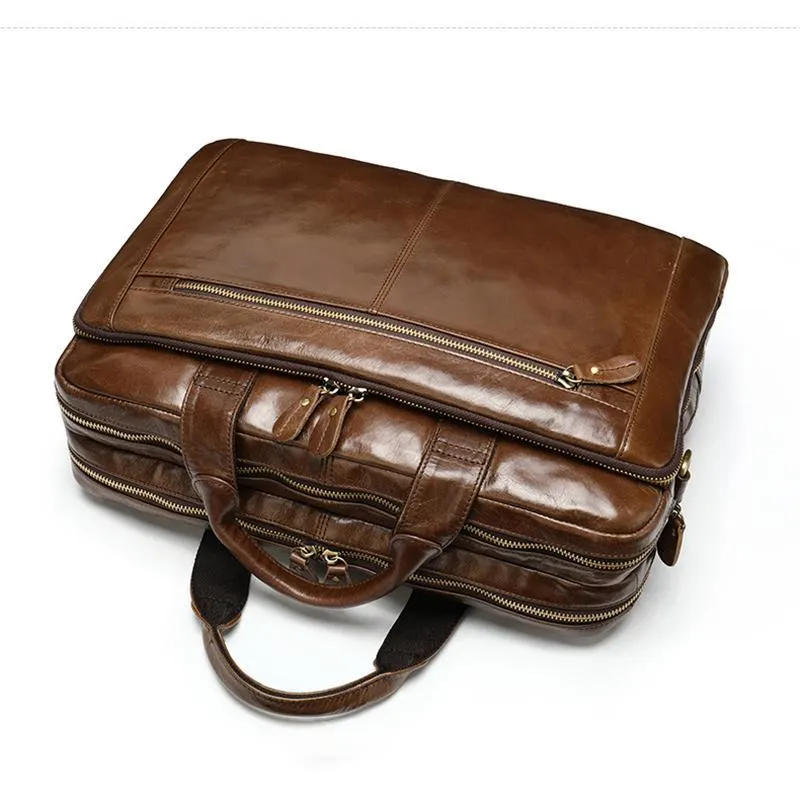 Mens Vintage Durable Business Leather Bridfcase Sling Shoulder Bag