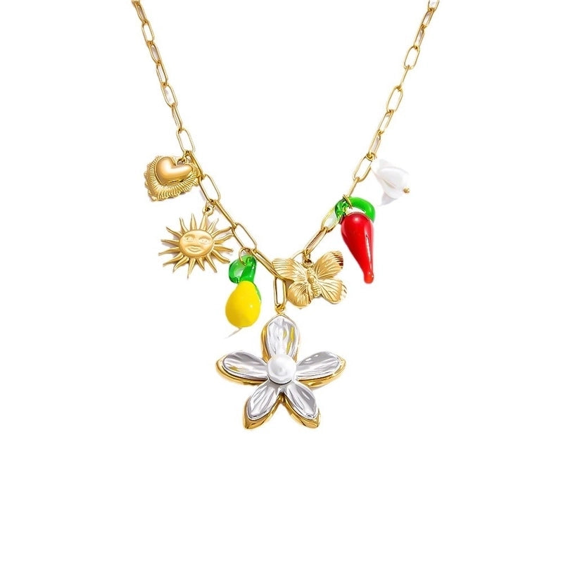 Elegant Classic Style Streetwear Heart Shape 304 Stainless Steel Plating Multi Charms Necklace