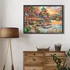 Rue au bord de la rivi&egrave;re-perceuse ronde peinture diamant-50*35cm