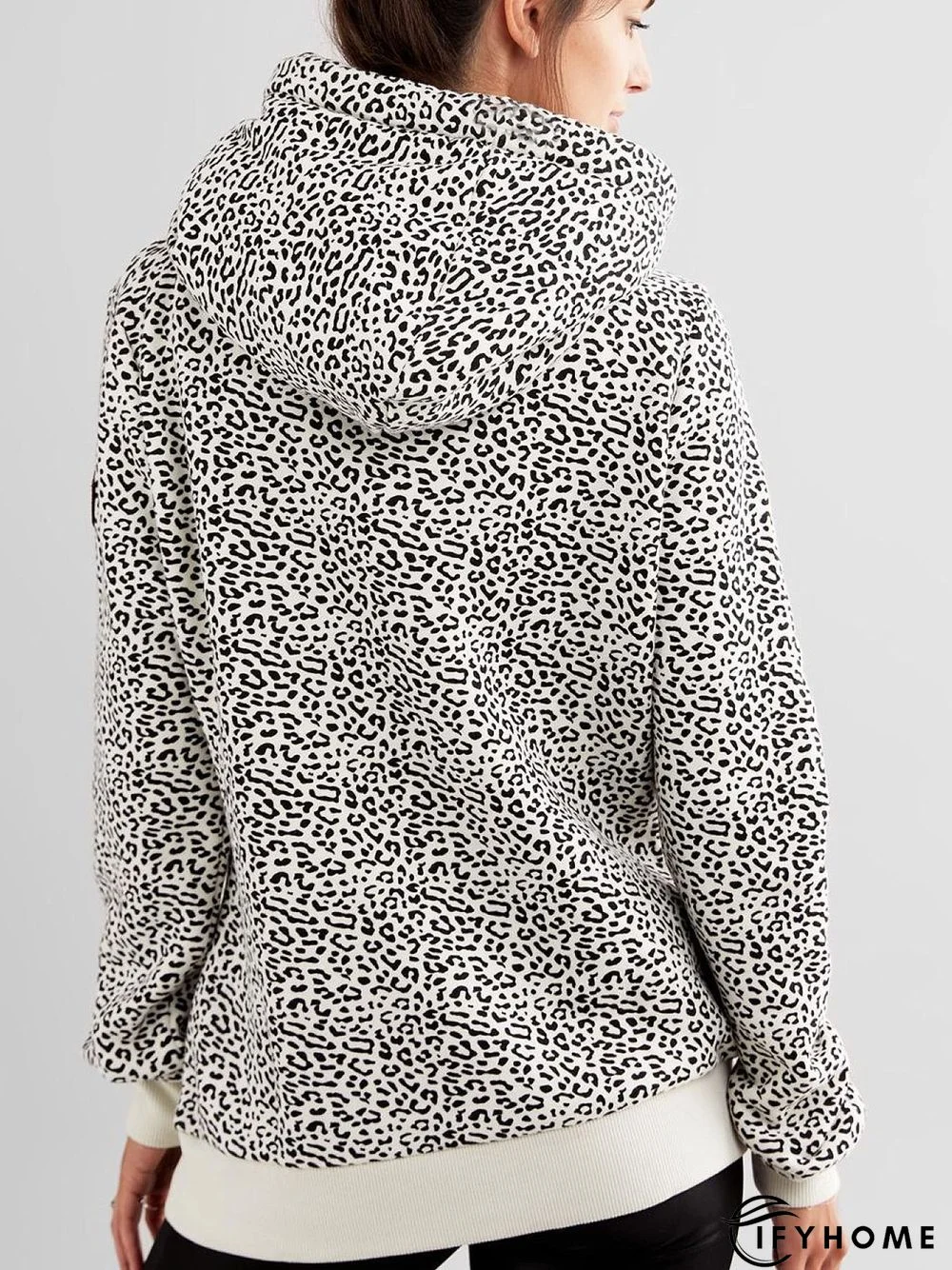 White Hoodie Long Sleeve Polka Dots Sweatshirt | IFYHOME