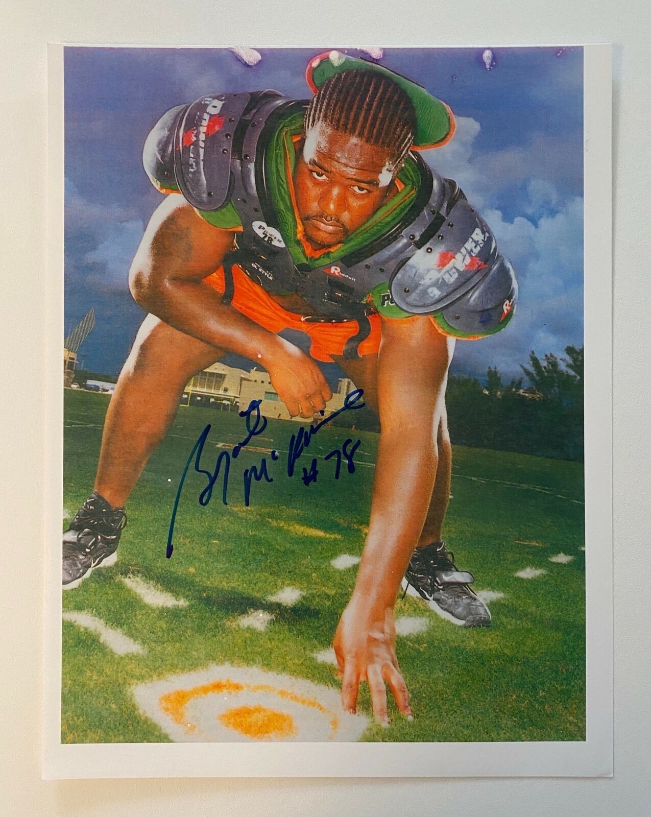 Bryant McKinnie Signed 8.5x11 Photo Poster painting Miami Hurricanes Minnesota Vikings  SHIP