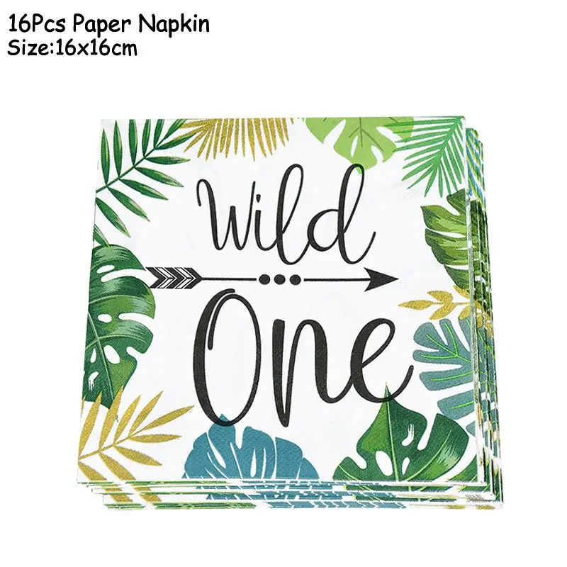 Wild One Jungle Party Animal Balloons Disposable Tableware Kids 1st Forest Safari Birthday Party Decoration Baby Shower Supplies