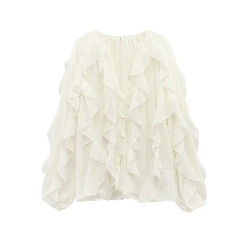 Nigikala Nigikala Spring 2025 New Long Fashion Loose Design Niche Laminated Shirt Top 4786063