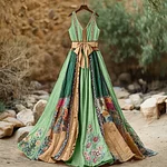 Women's Vintage Floral Art Linen Dress - Image 5