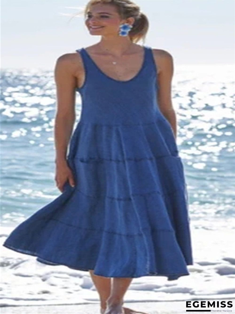 Sleeveless Multi-layer Beach Dress In Cotton And Linen Black Dresses | EGEMISS