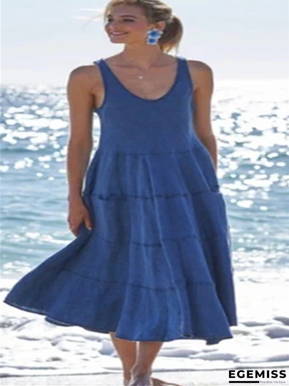 Sleeveless Multi-layer Beach Dress In Cotton And Linen Black Dresses | EGEMISS