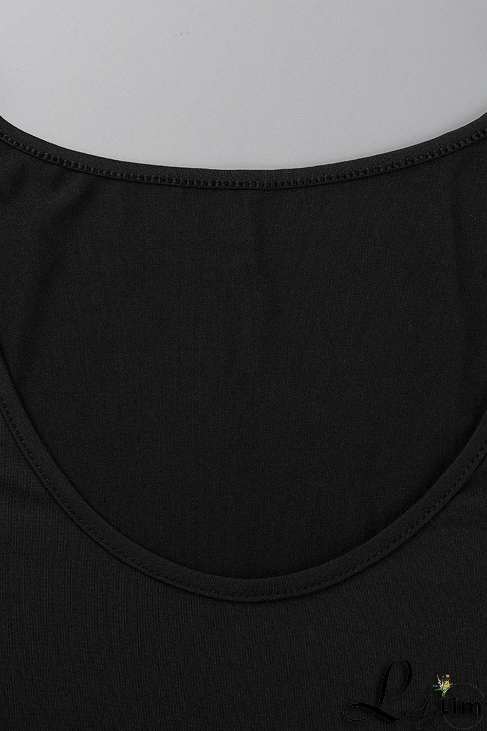 Black Casual Solid Patchwork Slit O Neck Plus Size Two Pieces