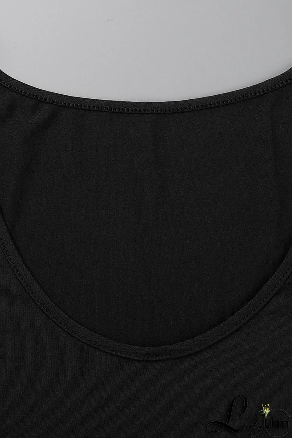 Black Casual Solid Patchwork Slit O Neck Plus Size Two Pieces