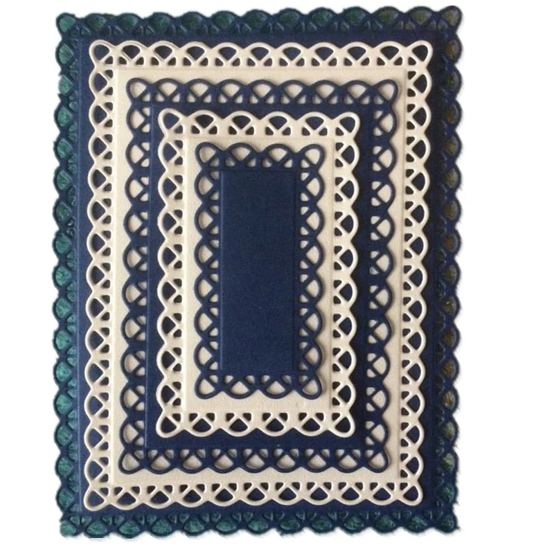 Nested Stitched Scallop Rectangle Frame Metal Cutting Dies DIY Etched Dies Craft Paper Card Making Scrapbooking Embossing