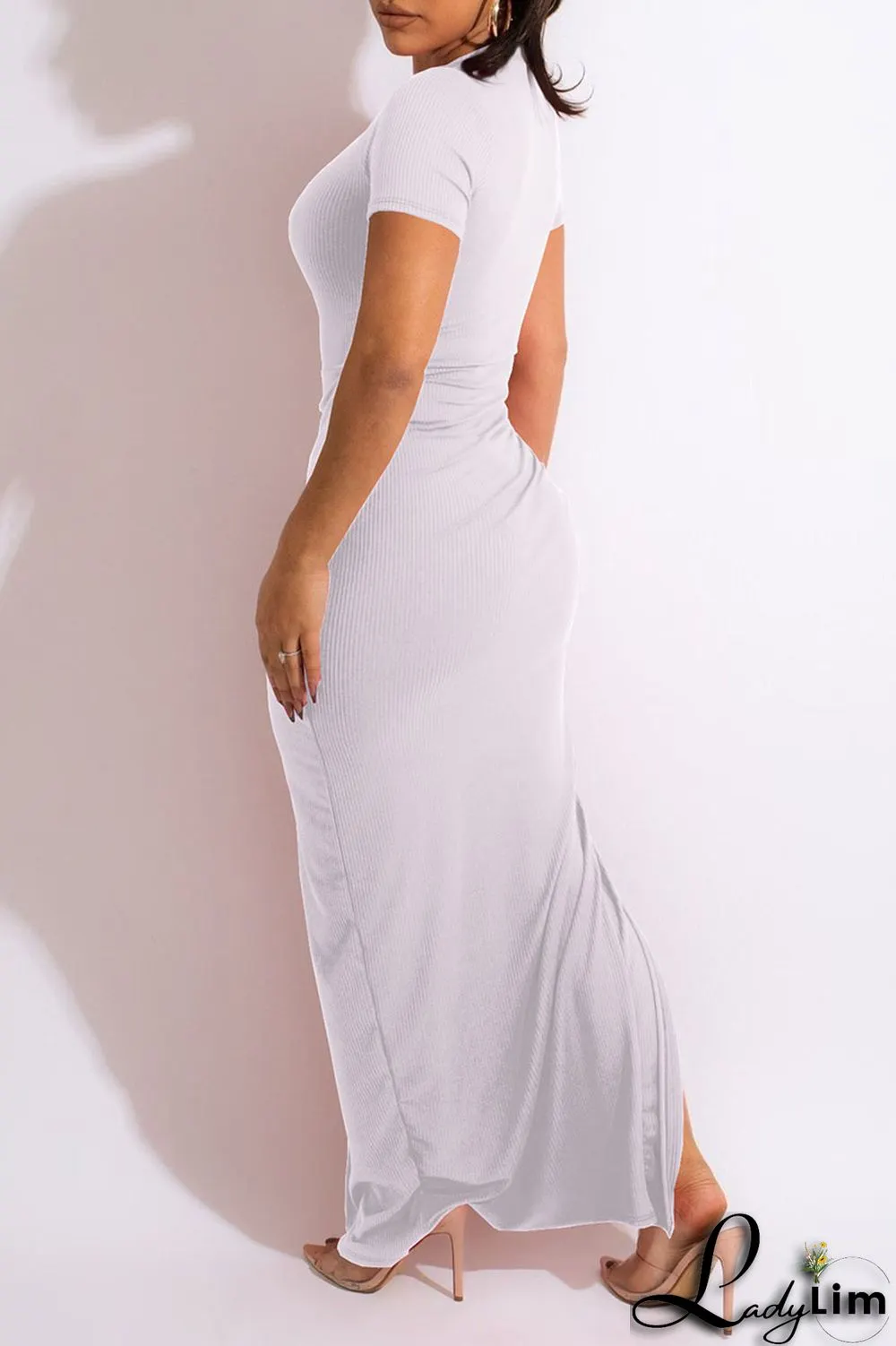 Rose Red Casual Solid Patchwork Draw String Slit O Neck Straight Dresses