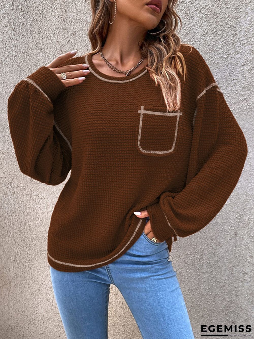 Casual Comfortable Round Neck Loose Versatile Knitting Sweater | EGEMISS