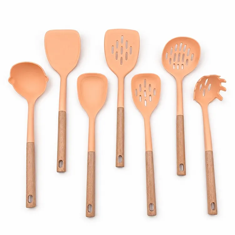 6-Piece Silicone Cooking Utensil Set with Wood Handles
