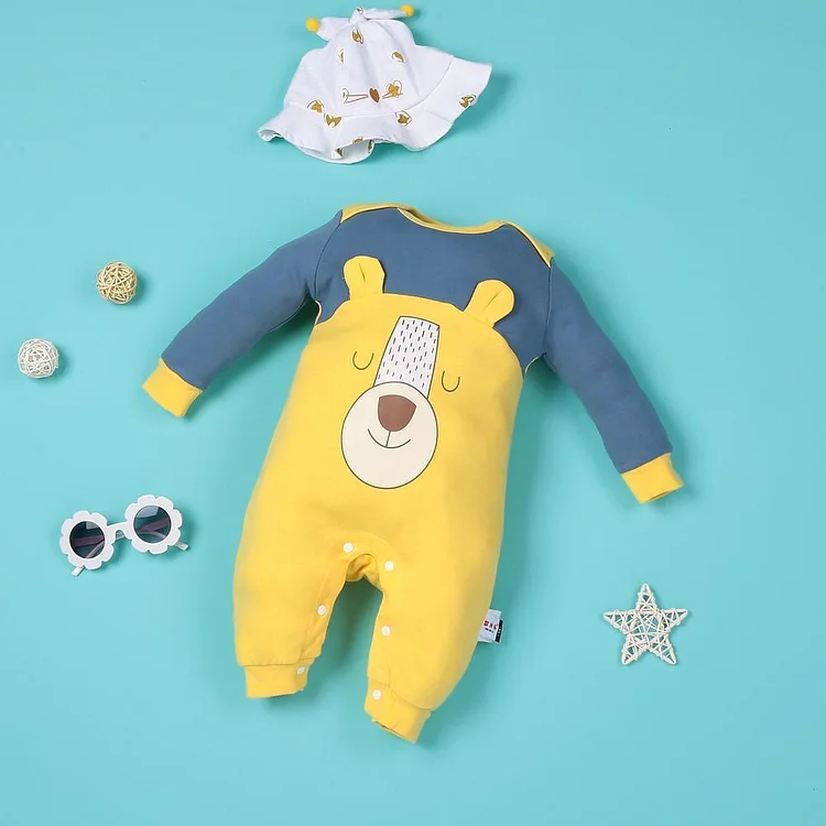  Real cartoon lion yellow jumpsuit für 22'' Reborn Babypuppe Junge - RSDP-Rebornbabypuppen-Rebornbabypuppen.de