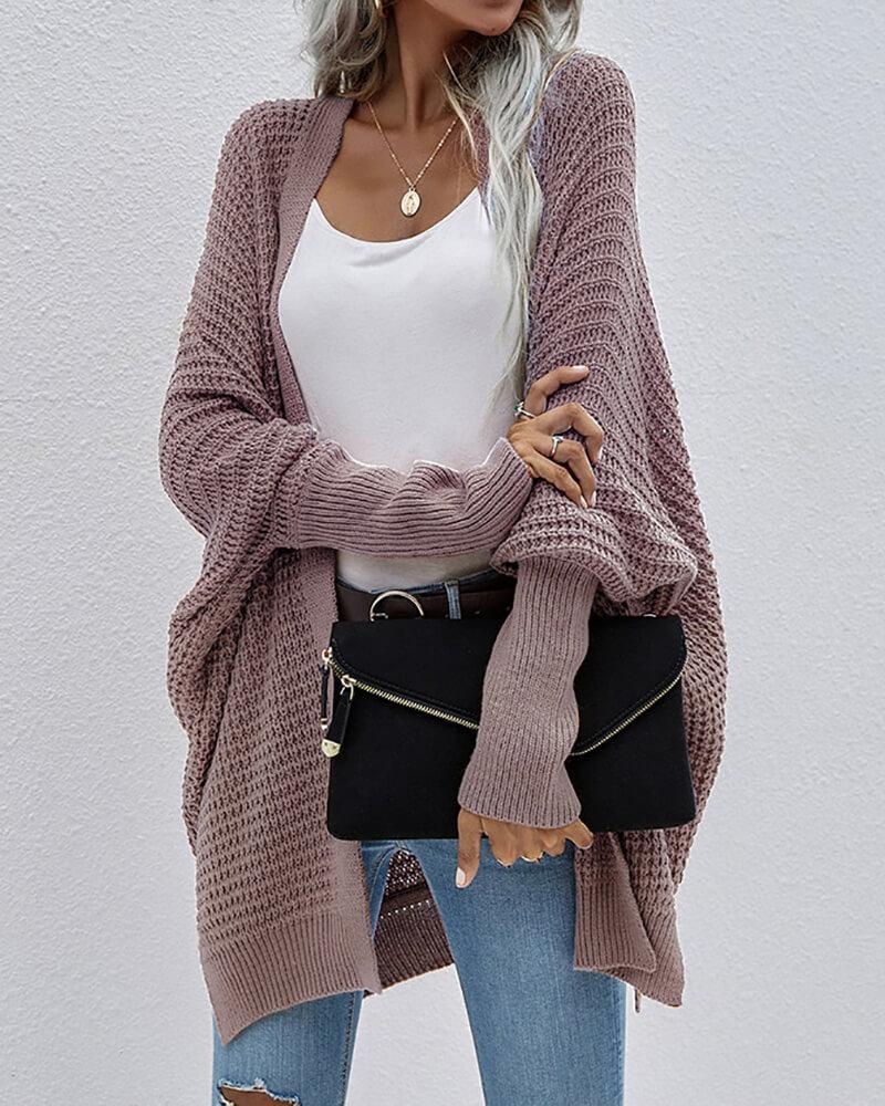  thdmladies Side Slit Batwing Sleeve Cardigan thedmladies