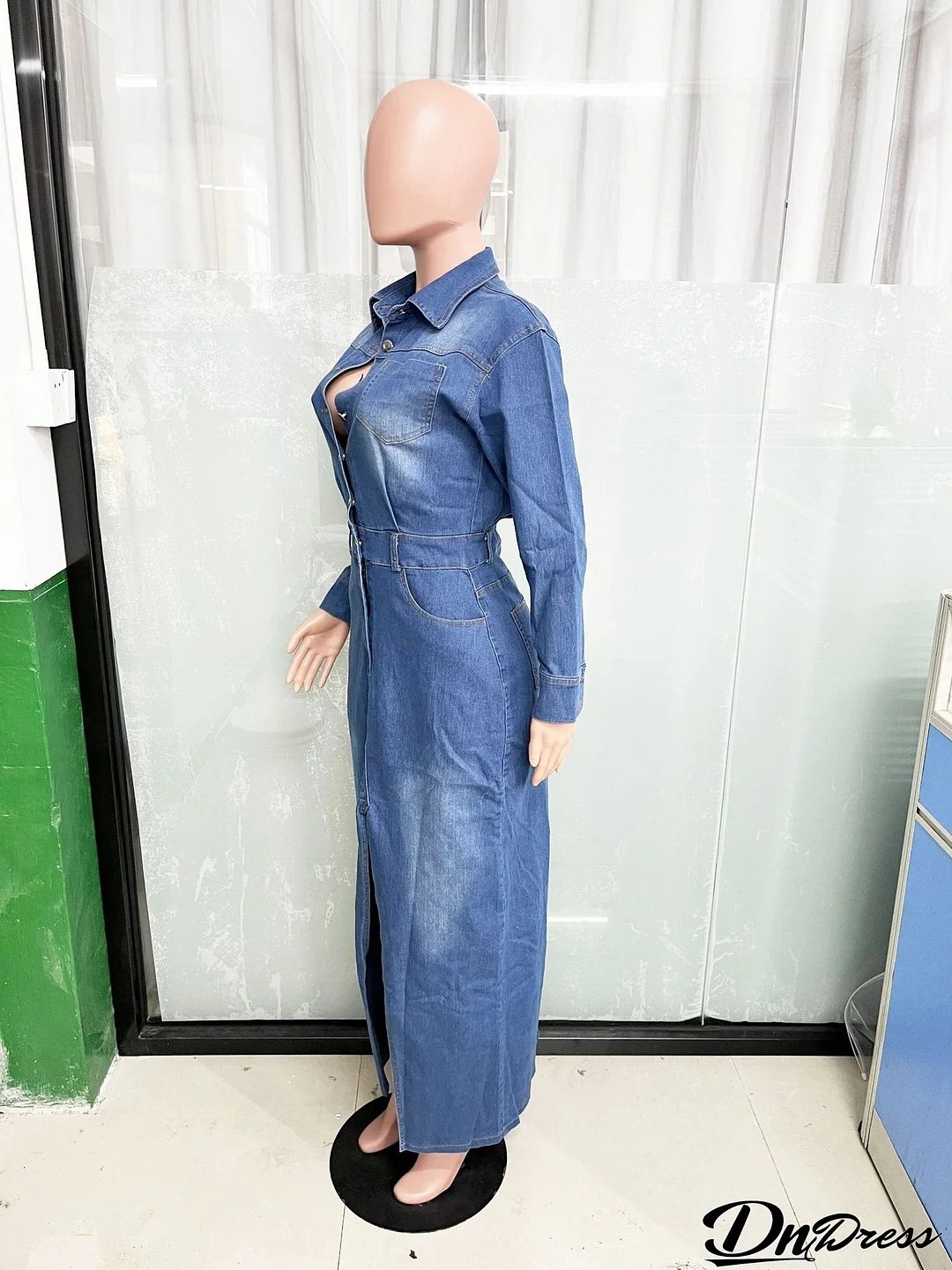 Women Long Sleeve Denim Dress