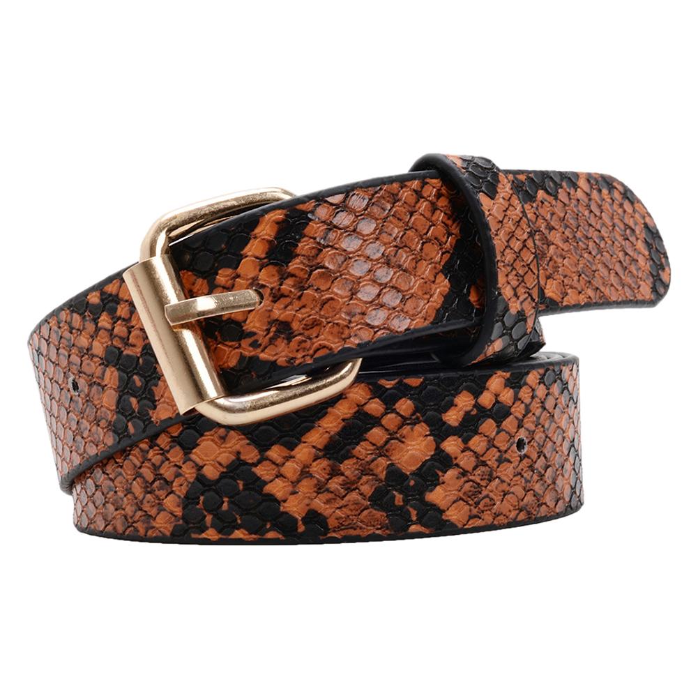 

Snake Print Leather Square Waistband Women Pants Dress Waist Belts (Brown), 501 Original