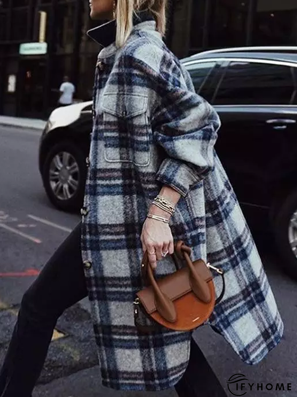 Vintage Long Sleeve Checkered/plaid Fleece Coat | IFYHOME