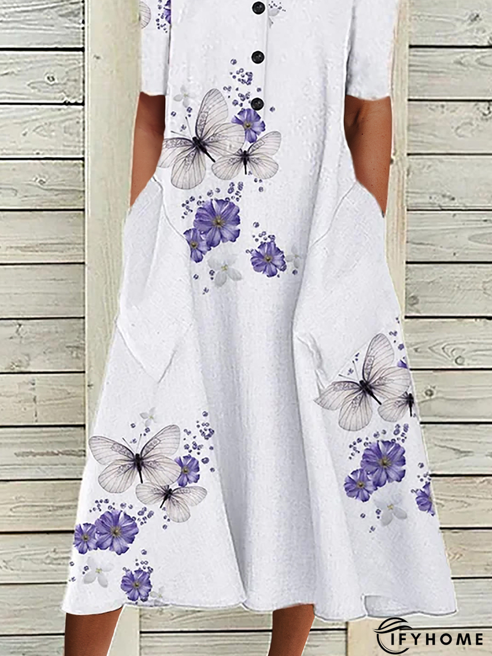 Half Sleeve Cotton Weaving Dress | IFYHOME