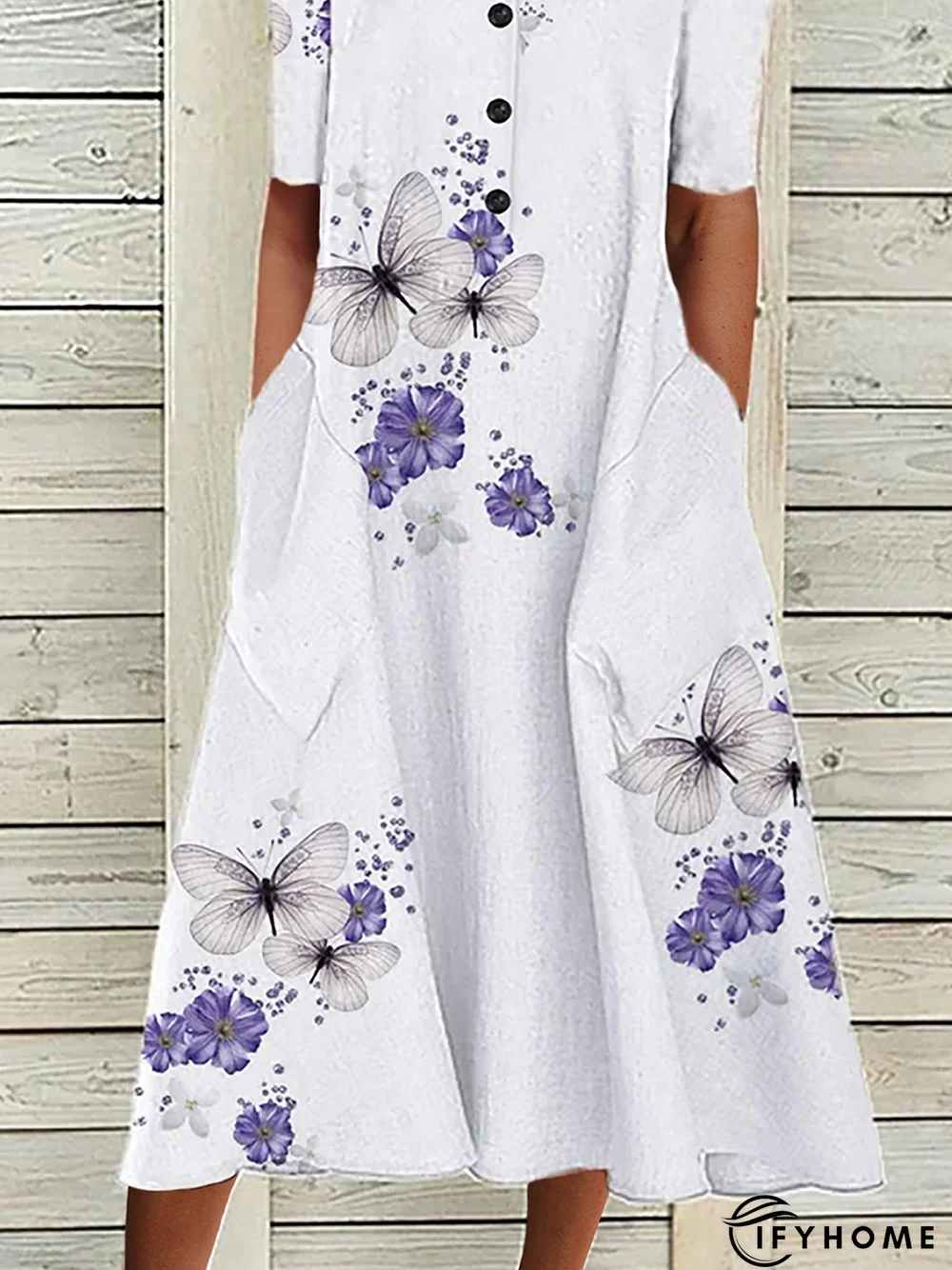 Half Sleeve Cotton Weaving Dress | IFYHOME