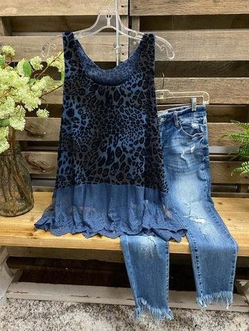 Sweet Leopard Lace Bottoming Vest
