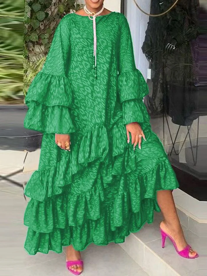 Fashion Sexy Ruffle Print Dress