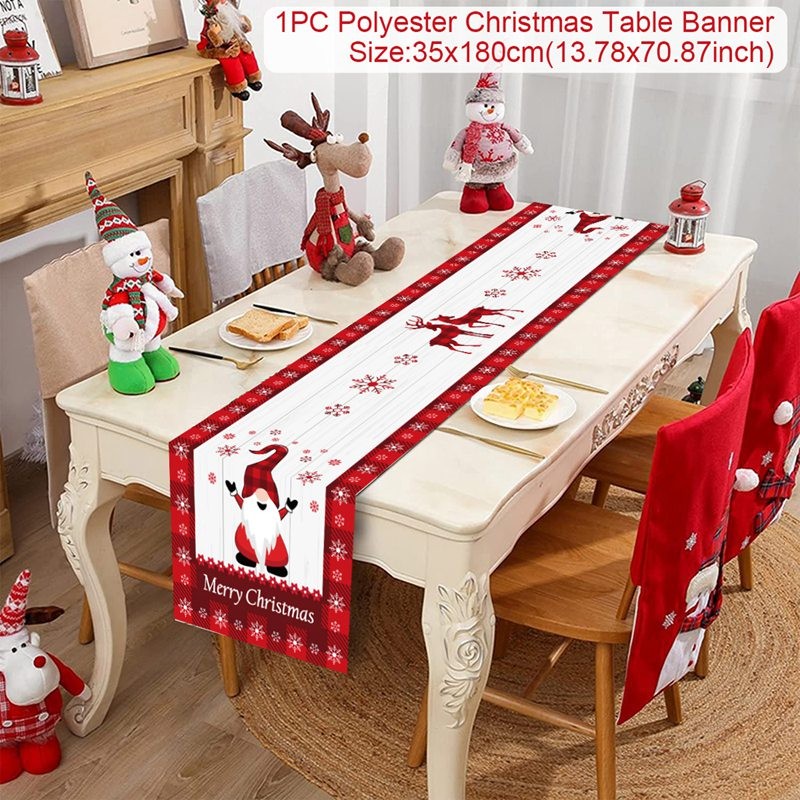 Tegooe Polyester Christmas Table Runner - Classic Poinsettia Design 35x180cm