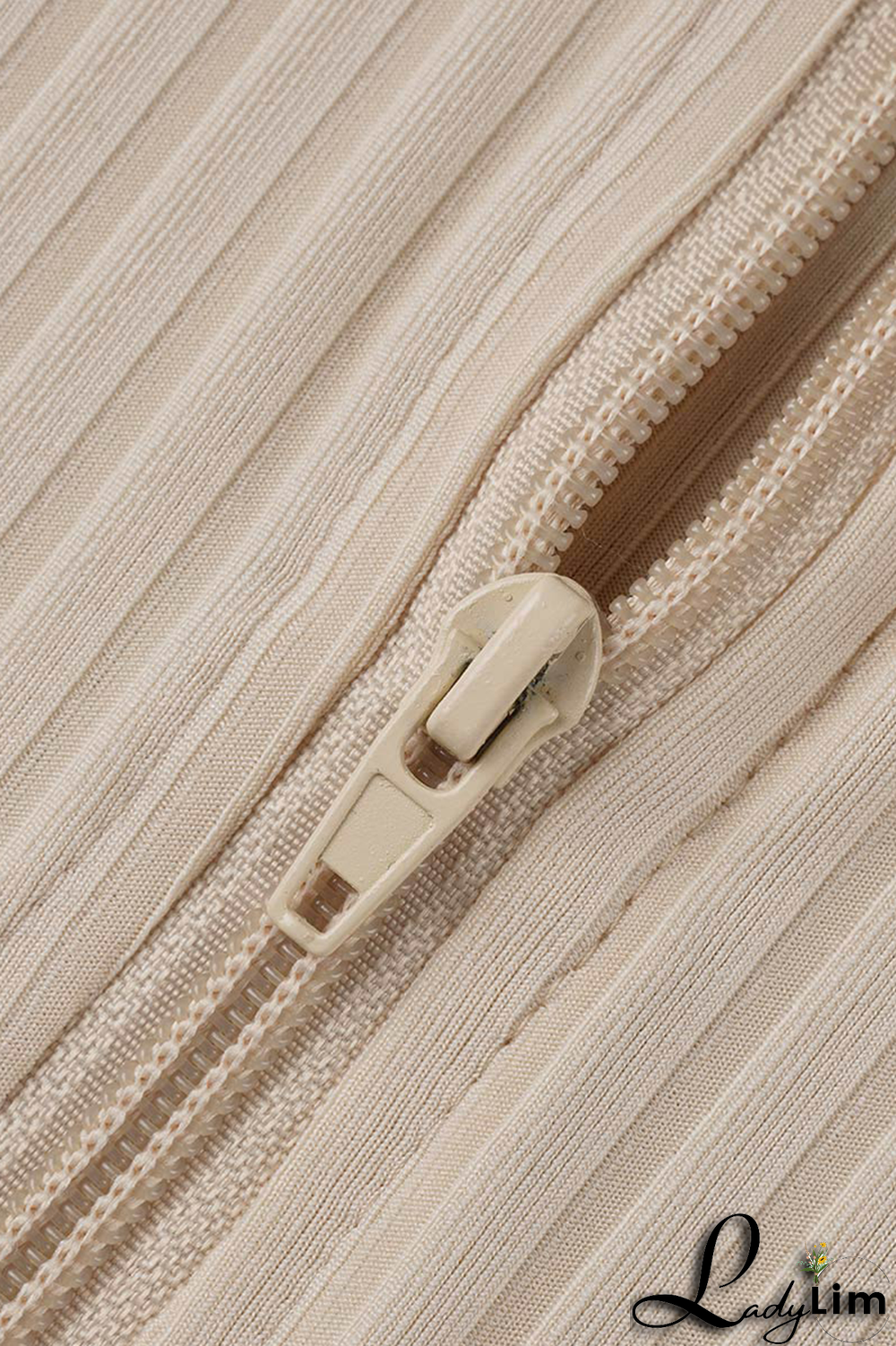 Apricot Fashion Print Patchwork Zipper Collar Pencil Skirt Dresses