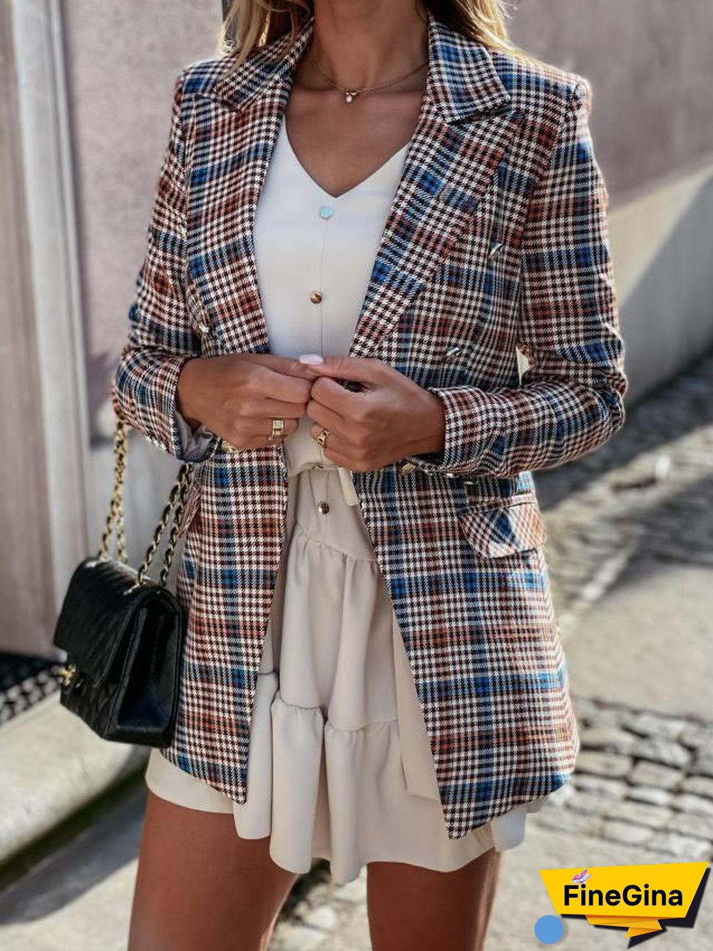 Blazer Lapel Collar Button Coat