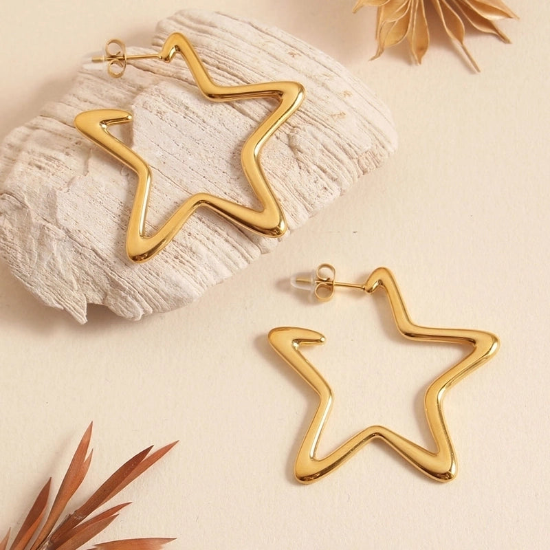 1 Pair Elegant Vacation Minimalist C Shape Star Solid Color Inlay 304 Stainless Steel Zircon 18K Gold Plated Ear Studs