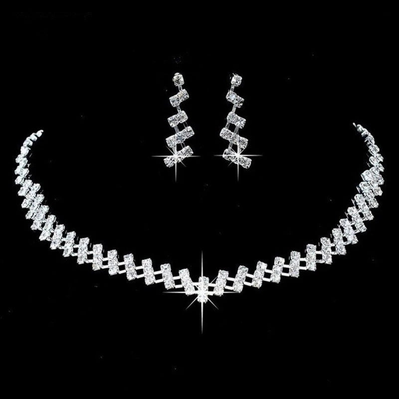 Minimalist Solid Color Rhinestone Inlay Zircon Jewelry Set