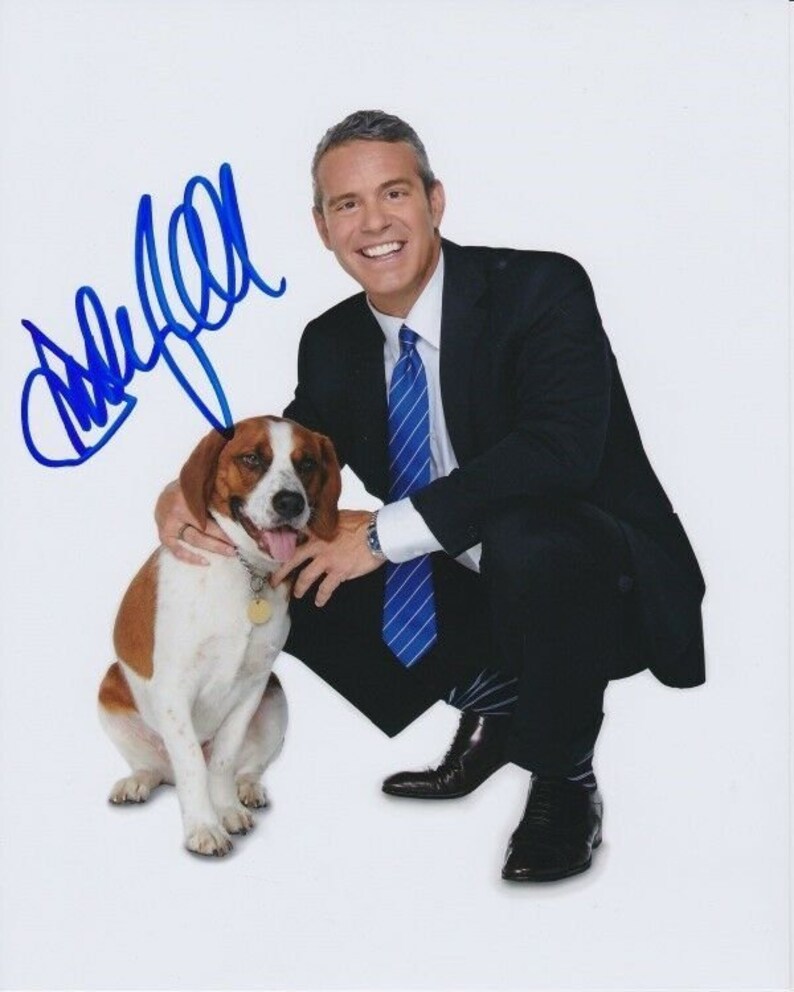 Andy cohen signed autographed w wacha the dog 8x10 Photo Poster painting