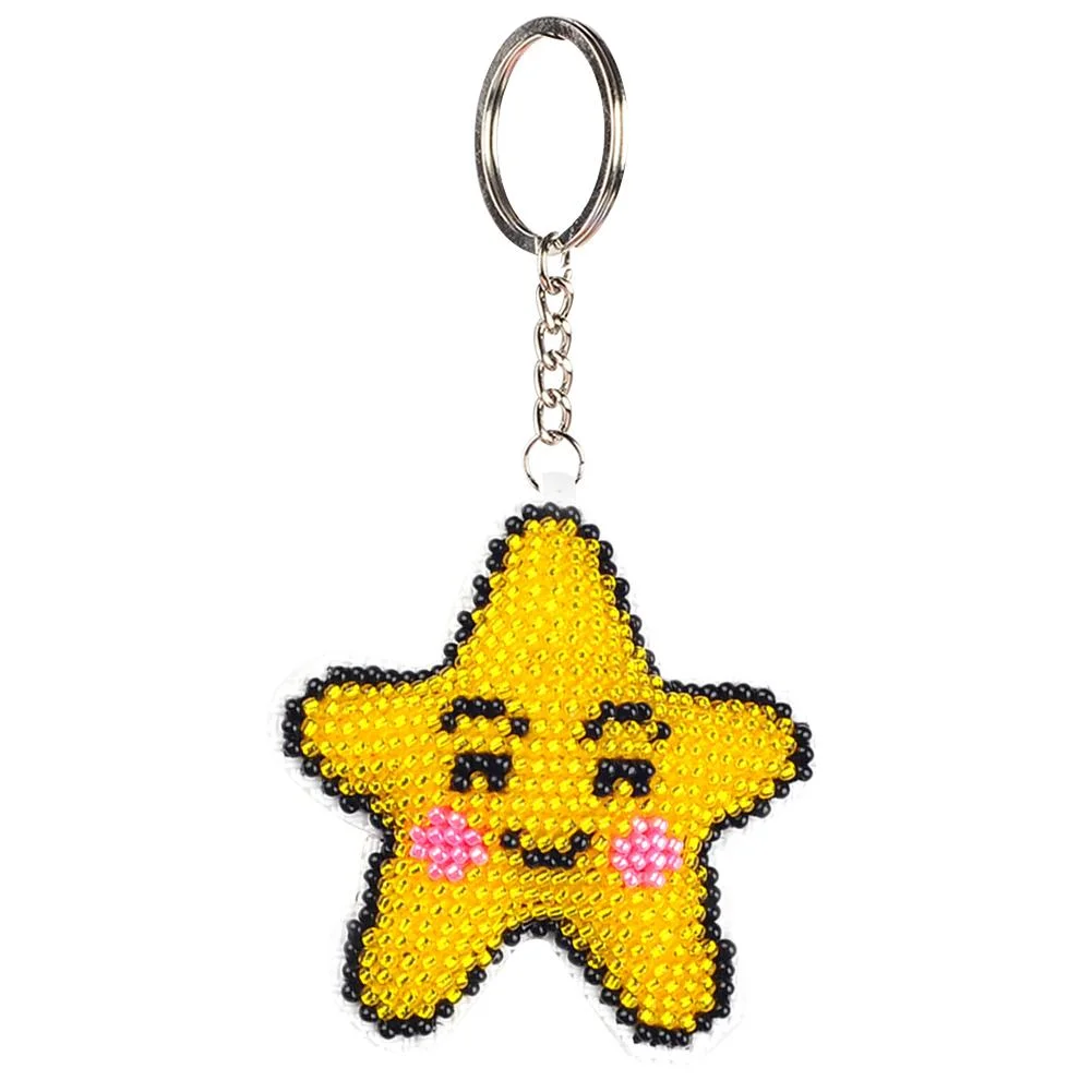 Stamped Beads Cross Stitch Keychain - Star