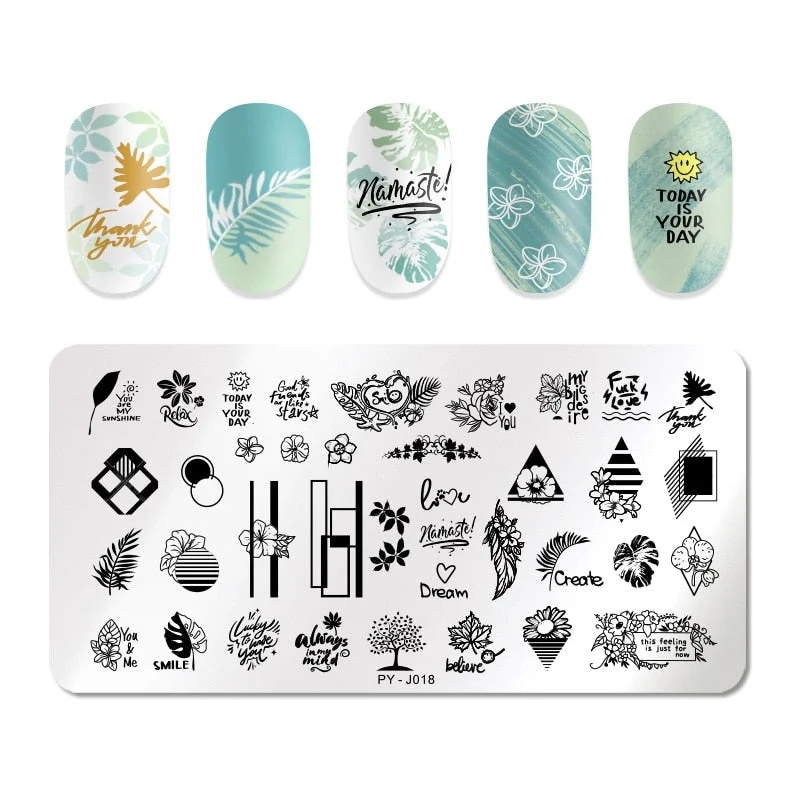PICT You Valentine's Day Nail Stamping Plates Love idea nail Art Plate Stainless Steel Nail Design Stamp Plate Stencil Tools-Nail Inspo