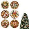 Peinture en diamant perle DIY de No&euml;l 6 pi&egrave;ces d&rsquo;ornements en bois 3,07x3,07 pouces