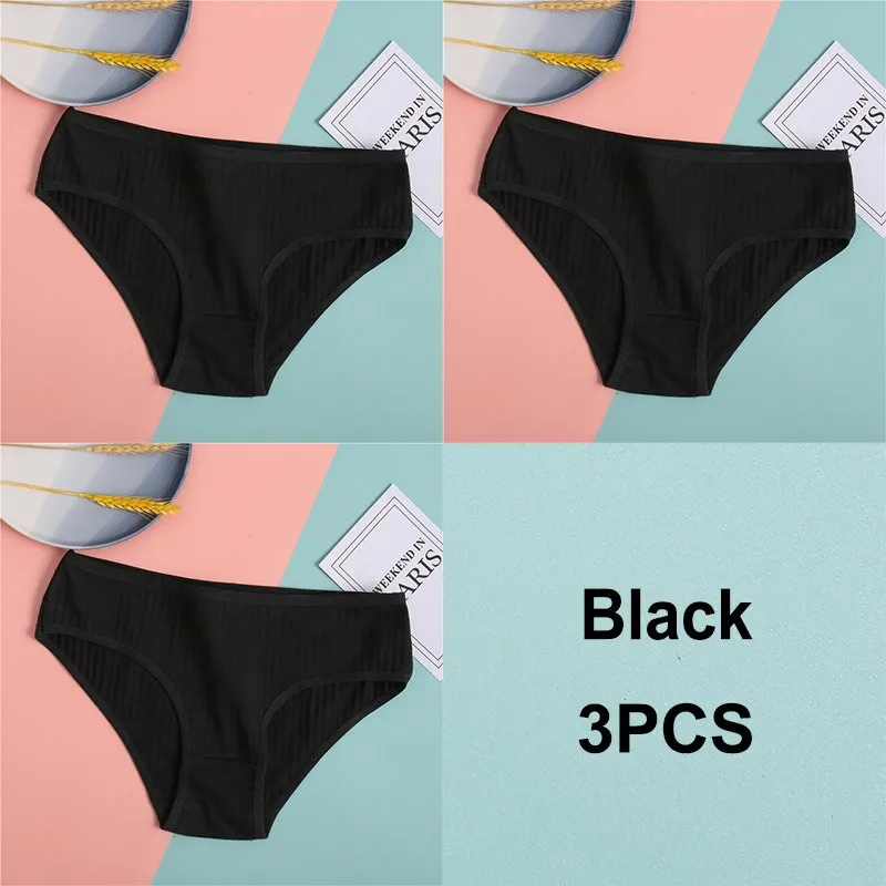 3PCS Cotton Panties Women's Underwear Casual Solid Color Panties for Women Intimate Lingerie Sexy Briefs Female Underpants M-XL
