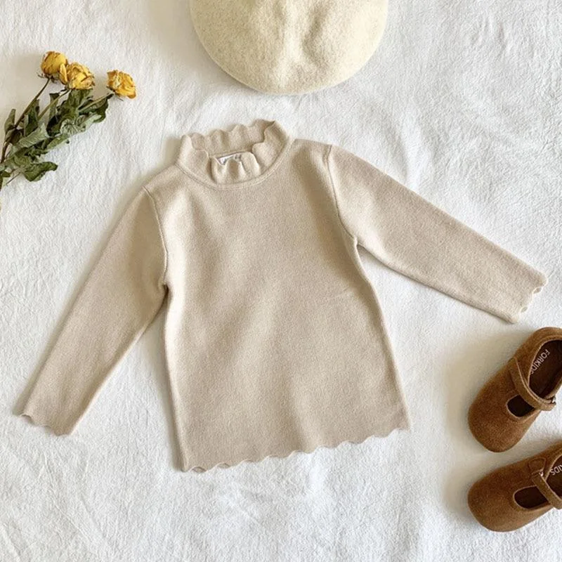 New 2020 Autumn Kids Girls Long Sleeve Lotus Leaf Collar Knit Sweater Winter Children Clothing Baby Kids Girls Pullover Sweaters