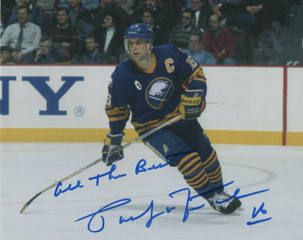 PAT LAFONTAINE SIGNED AUTOGRAPH 8x10 Photo Poster painting - BUFFALO SABERS & NEW YORK ISLANDERS