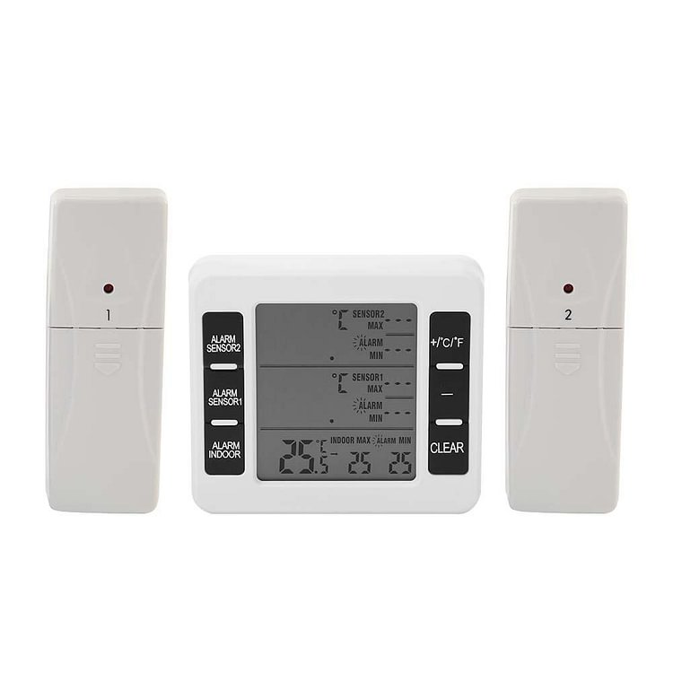 Wireless Digital Audible Alarm Refrigerator Thermometer with 2pcs Sensor