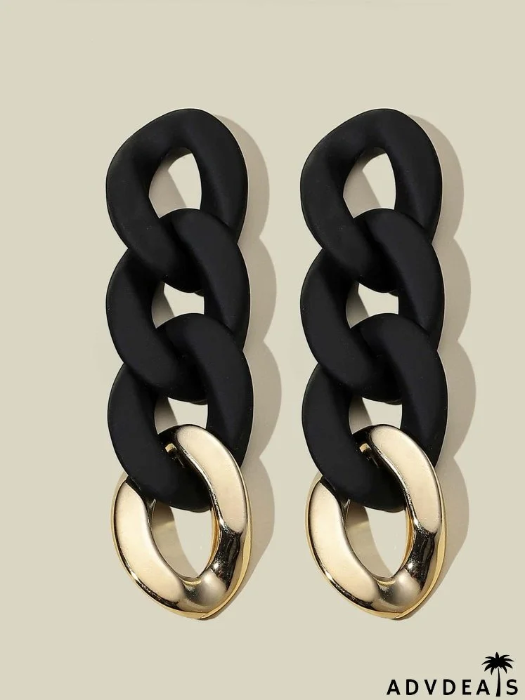 Color Block Chain Drop Earrings