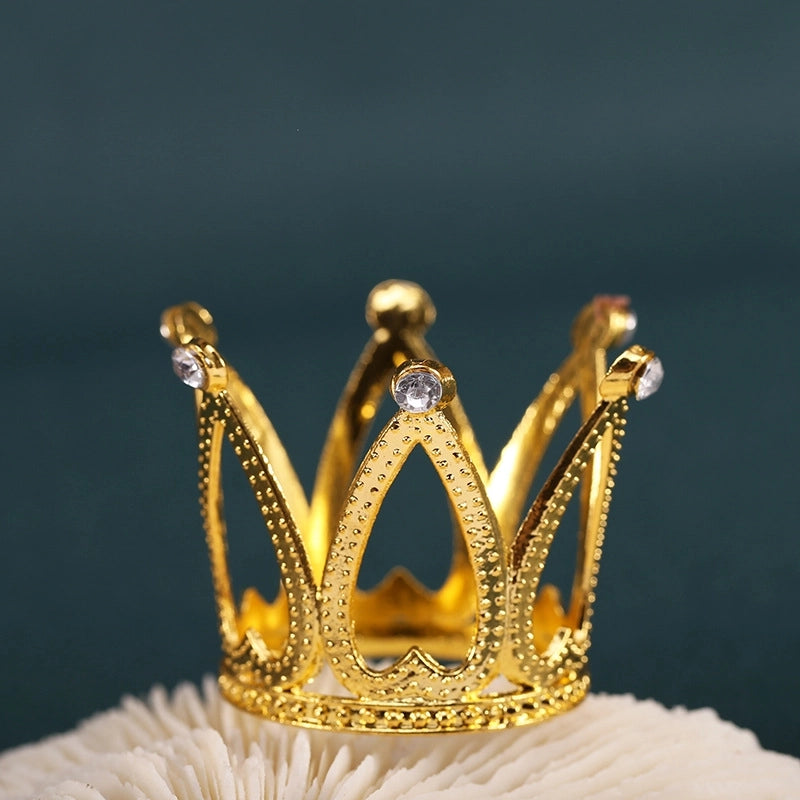 Children Round Cake Crown Gift Baking Decoration Accessories Birthday Alloy Water Drill Accessories Ornaments
