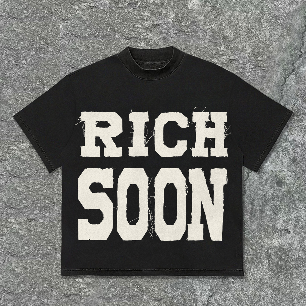 Vintage Rich Soon Graphic Cotton Short Sleeve T-Shirt - SOPULA